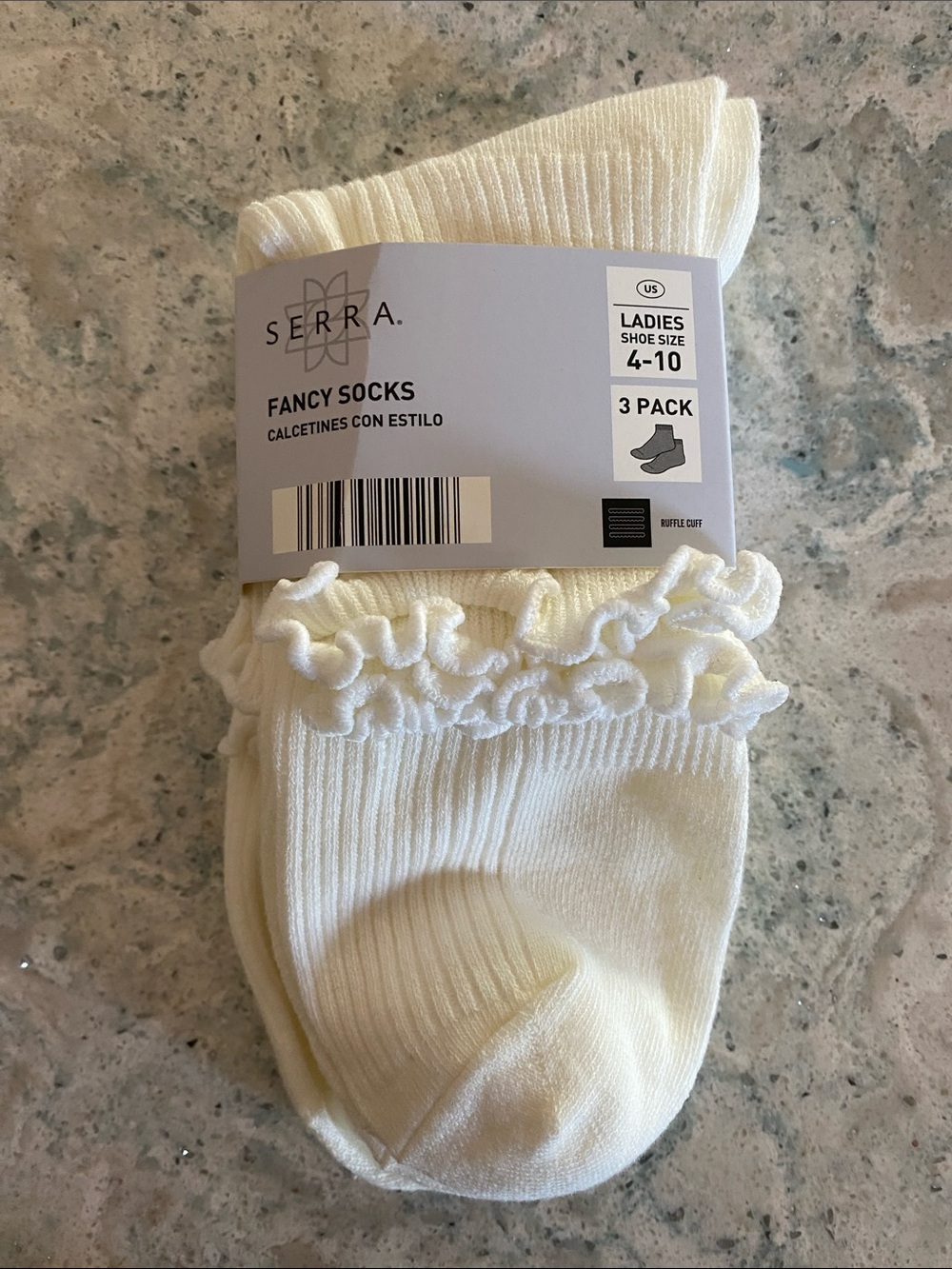 Serra Ruffle Cuff Ankle Socks - Ivory